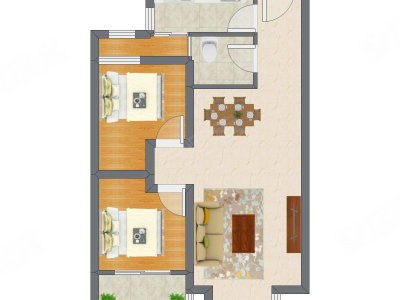 2室2厅 83.12平米户型图