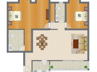 2室2厅 136.52平米户型图