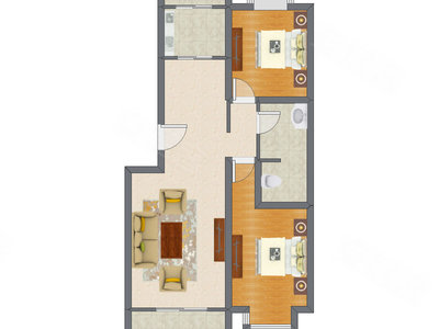 2室1厅 99.04平米户型图