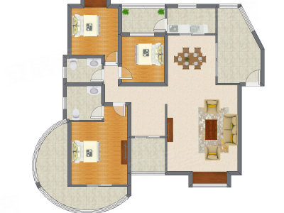 3室2厅 151.75平米户型图