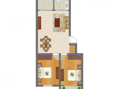 2室2厅 54.17平米户型图