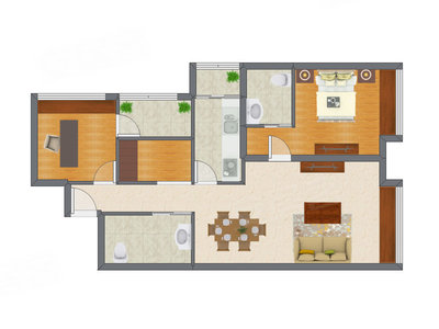 2室2厅 86.54平米户型图