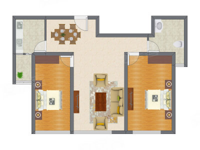 2室1厅 73.16平米