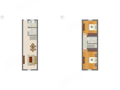 2室1厅 36.78平米户型图