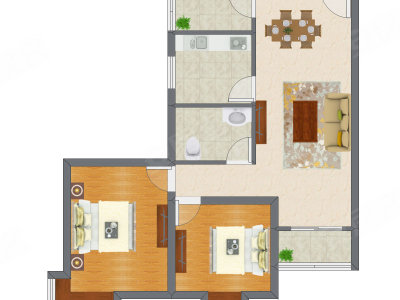 2室1厅 72.25平米户型图