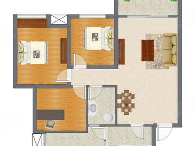 2室2厅 93.56平米户型图