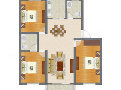 3室2厅 117.31平米户型图