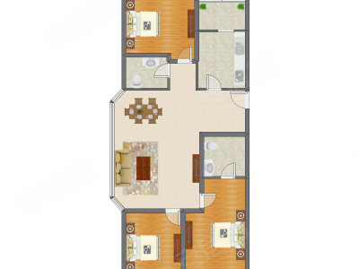 3室2厅 140.73平米户型图