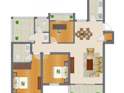 3室2厅 95.46平米户型图
