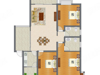 3室2厅 132.70平米户型图