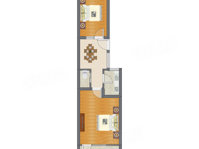2室1厅 57.00平米户型图
