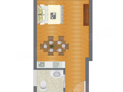 1室1厅 36.90平米户型图