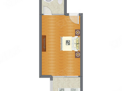 1室0厅 29.44平米户型图