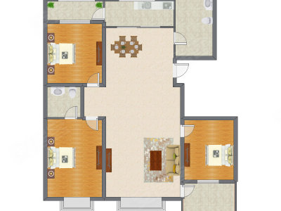 3室2厅 174.00平米户型图
