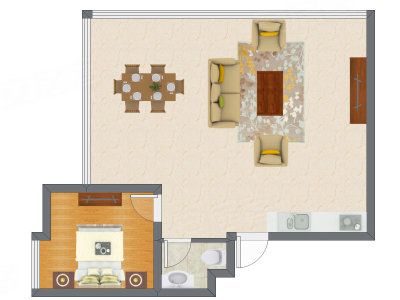 1室2厅 90.11平米户型图