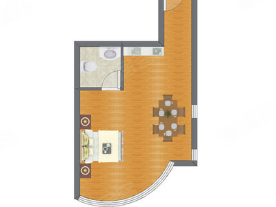 1室0厅 47.44平米户型图