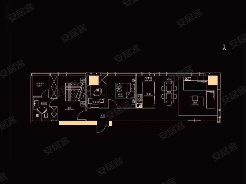 ifcc兰州环球中心2室2厅2卫108.19㎡南北270万