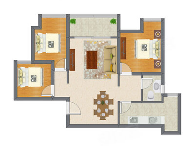 3室2厅 91.76平米