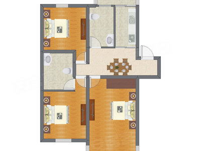 3室1厅 97.30平米