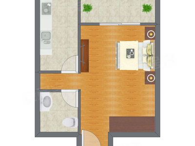 1室0厅 34.40平米户型图
