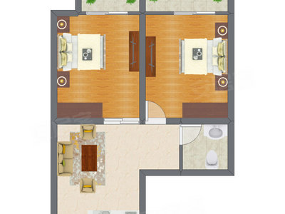 2室1厅 47.90平米