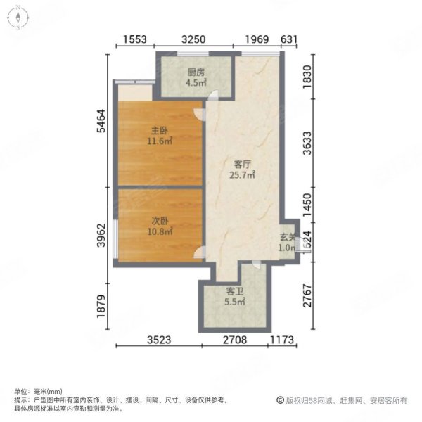 泰华紫落澜庭2室1厅1卫96.44㎡西南109万