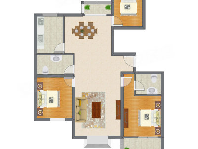 3室2厅 157.22平米