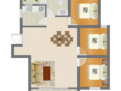 3室2厅 60.17平米