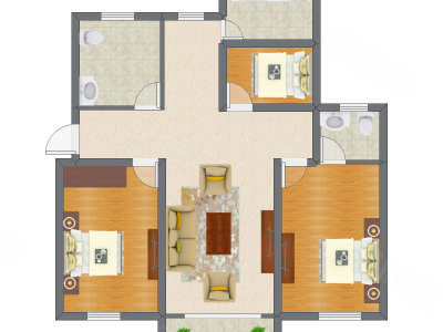 3室2厅 81.39平米