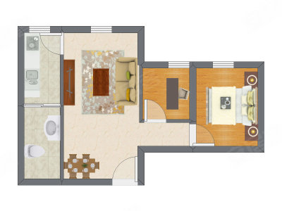 2室1厅 45.00平米