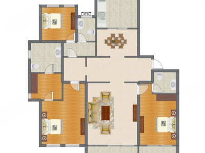 3室2厅 198.69平米户型图