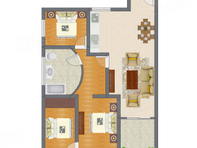3室2厅 71.24平米户型图