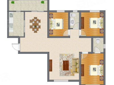 3室2厅 128.00平米