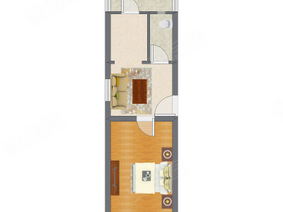 1室1厅 42.37平米户型图