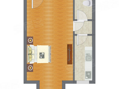 1室0厅 46.61平米户型图