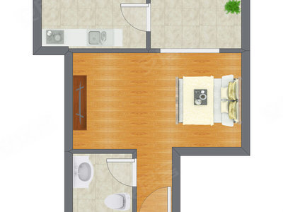 1室0厅 38.17平米户型图