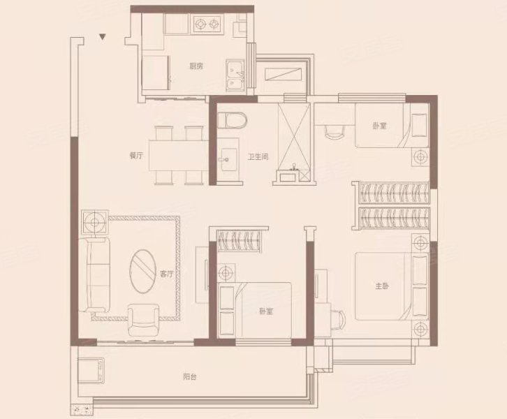恒大云玺华庭(新房)3室2厅1卫103㎡南314万