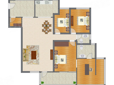 3室2厅 145.09平米户型图