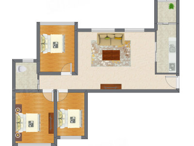 3室1厅 88.39平米