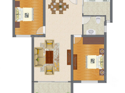 2室2厅 82.00平米户型图
