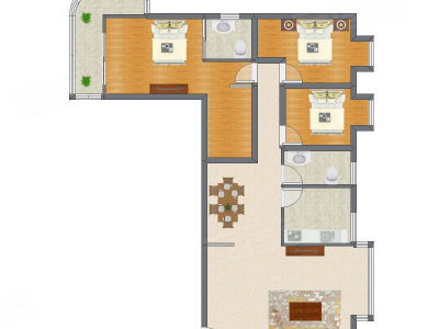 3室2厅 135.31平米户型图