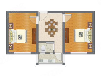 2室1厅 53.27平米