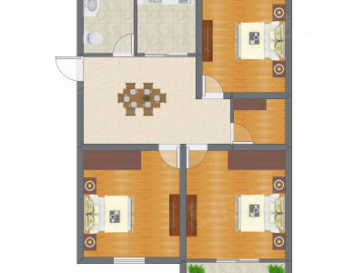 3室1厅 74.64平米