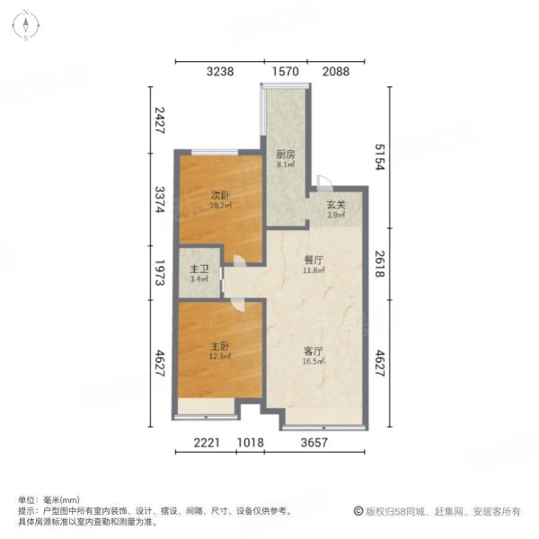 青阳华府88平户型图图片