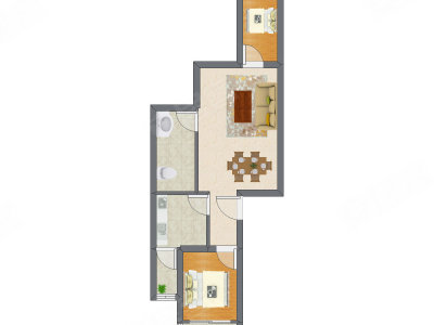 2室1厅 65.86平米