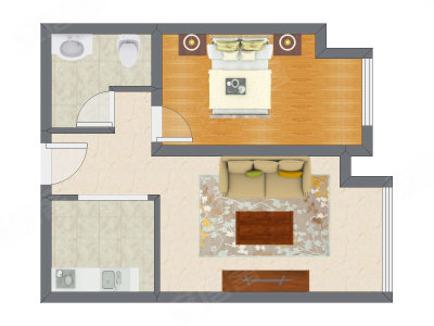 1室1厅 72.80平米户型图