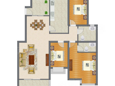 3室2厅 114.95平米户型图