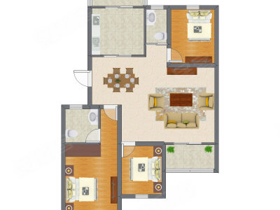 3室1厅 144.50平米户型图