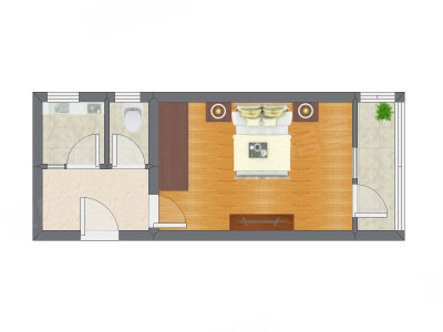1室1厅 40.25平米户型图