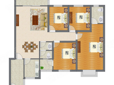 4室2厅 150.00平米户型图
